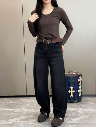 #牛仔阔腿裤#时尚穿搭#谁穿谁好看#穿出自己的风格#早秋贵气穿搭@DOU+上热门