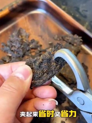 之前一直用茶针老是戳到手,现在茶钳开茶饼,方便好用#茶生活 #茶叶