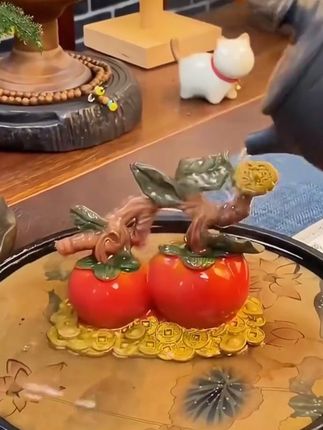 创意柿柿如意茶宠摆件#茶宠 #茶器茶具 #茶宠摆件#创意摆件 #摆件