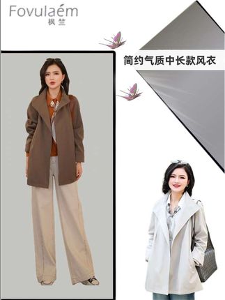 时光微澜 简约气质立领一粒扣中长款风衣女休闲通勤外套#今天穿什么#秋季新款#风衣外套#时髦穿搭#洋气感外套