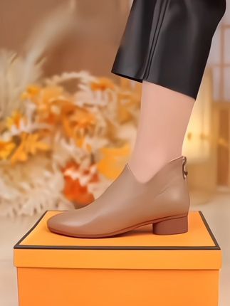 (断码福利)反季软皮裸靴尖头低粗跟单靴羊皮法式复古短靴 #新款女鞋 #时尚鞋子 #时尚搭配