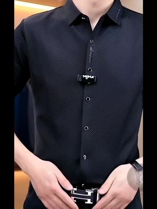秋冬季高档加绒加厚保暖衬衫男士商务休闲高弹力轻奢抗皱保暖衬衫男