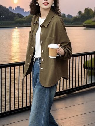姐妹们!秋季新款纯棉短外套来啦,韩版宽松版型,POLO领超时尚,有豹纹图案,衬衫袖,还拼接设计,复古又百搭,吸汗不起球,穿它通勤超合适,售后也有保障#小个子穿搭 #今天穿什么 #外套 #衬衫穿搭#不挑年龄不挑身材