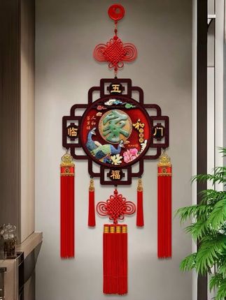 这款仿玉雕中国结福字挂件高端大气上档次#客厅装饰挂件 #桃木中国结挂件 #中国结挂件 #玄关挂件 #福字挂件