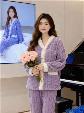 珊瑚绒睡衣家居服#穿搭