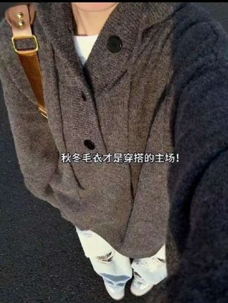 韩版连帽针织衫毛衣,美式cleanfit连帽卫衣高级感外套#外套#毛衣##秋冬穿搭 #男生穿搭 #毛衣控