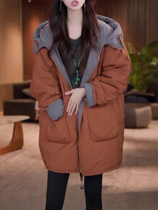 #秋冬休闲宽松遮肉百搭撞色连帽拼接双面穿棉衣 #秋冬季穿搭 #气质洋气穿搭 #穿出高级感