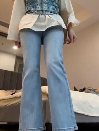 【小巧定制】XQ2629秋季新款复古显瘦百搭九分微喇牛仔裤大码女装#懒人必备 #显瘦搭配 #健身穿搭 #基础款 #美背穿搭
