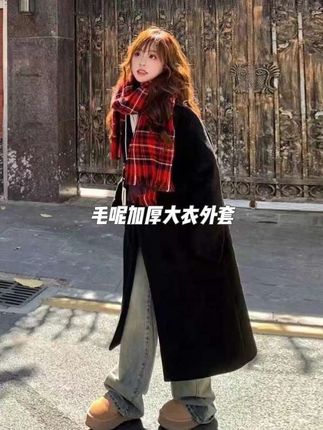 【假日印象】正肩款加棉韩版宽松长款大衣#辣妹穿搭大赏 #每日穿搭每日 #高级感穿搭 #女装 #每日穿搭女装