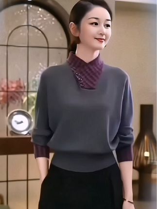 #女款秋冬拼接针织衫#保暖又好看#精致优雅#时尚潮流女装