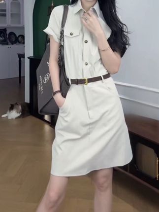 老钱夏季短款连衣裙高级时尚Polo法式工装裙子收腰时尚显瘦#夏季穿搭 #穿出高级感 #女装 #今日穿搭 #懒人必备