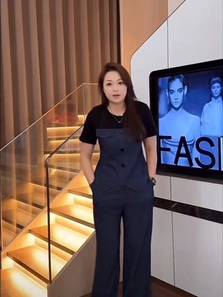 花菜微胖定制~【复古胶片】时尚拼接复古仿牛仔蓝上衣+裤子#显高显瘦显腿长 #休闲减龄穿搭 #宽松显瘦 #复古穿搭 #显瘦套装