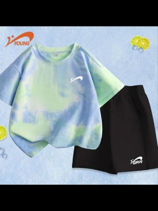 贵人鸟童装男童夏装套装儿童夏季纯棉短袖t恤女童短裤运动服装薄#儿童运动套装 #儿童纯棉套装 #儿童夏季套装 #儿童运动套装推荐 #儿童短袖套装
