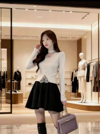 浅灰色挂脖V领打底衫女2025早春新款内搭短款毛衣小个子miu系上衣
