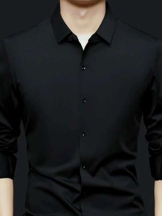 【工厂店】纯色无痕高弹力长袖衬衫商务时尚休闲男士衬衣高档职业
