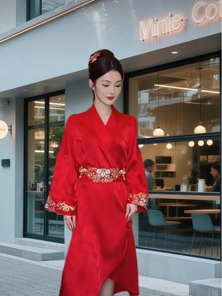 #万万没想到 #优雅气质 新娘#高级感穿搭 新中式红色婚礼睡袍#每日分享