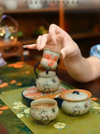 青花火石红主人杯 #茶生活 #茶器之美 #高端茶器 #主人杯