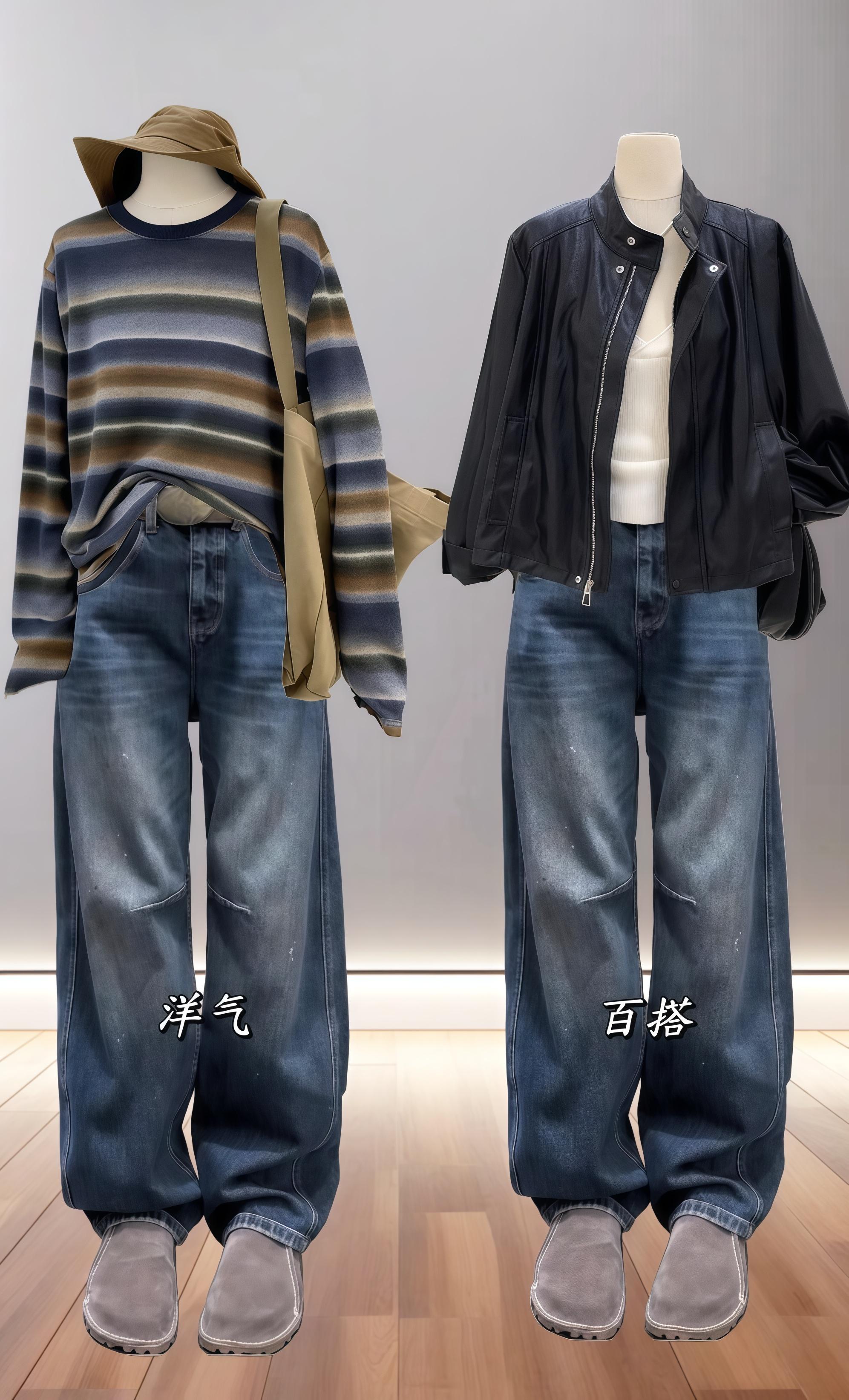 百搭设计感泼墨高腰阔腿牛仔裤。#牛仔裤 #梨形身材穿搭 #藏肉显瘦穿搭 #百搭神裤 #大码穿搭