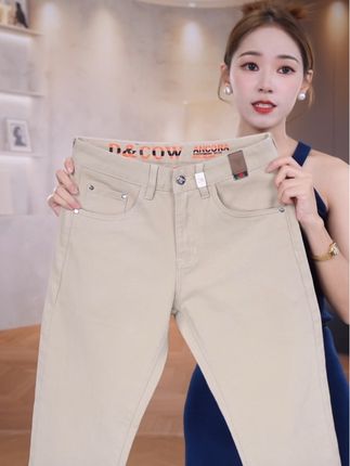 香槟色牛仔裤裤子男士秋冬弹力九分裤高端潮流修身小直筒休闲长裤#秋冬新款#穿搭#时尚穿搭#男装#休闲裤