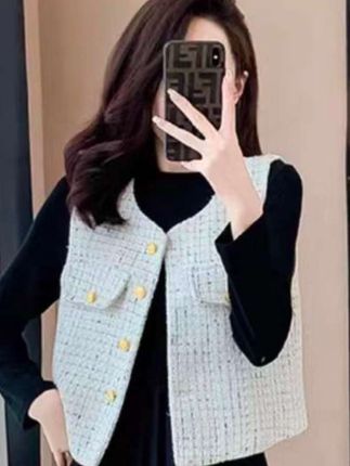 2025春秋时尚名媛气质高端正版显瘦小香风马甲外套女FJ009#时尚百搭#小香风马甲#马甲#洋气减龄