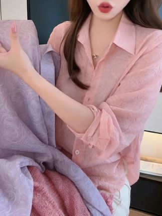 #这也太好看了#衬衫#衬衫衬衣#衬衫穿搭#气质小衫 洋气减龄设计感玫瑰花小衫长袖衬衫2025新款秋季女人味显瘦衬衣