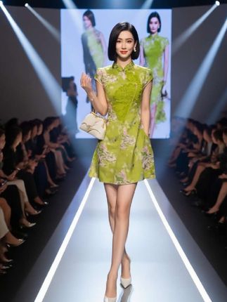 夏季新款新中式绿色清新气质薄款修身显白短裤套装#时尚女装#新中式 #新中式穿搭 #轻奢女装 #谁穿谁好看