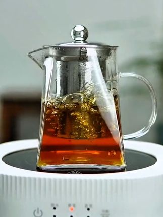 茗言天圆地方茶壶耐热玻璃不锈钢过滤多容量可选#泡茶壶 #耐热玻璃 #夏天喝茶 #今天你喝茶了吗 #茶壶茶具
