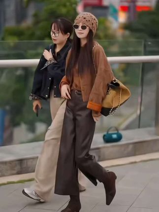 #秋季搭配一整套女装2025新款韩版休闲小香风外套高腰阔腿裤两件套#街拍小姐姐穿搭#秀#酷女孩穿#搭 …