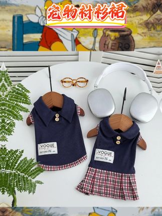 学院风设计清新减龄。假两件剪裁层次感十足。适合小型犬猫咪外穿。秋冬穿着合身舒适。多种宠物体型适配。外穿造型可爱吸睛。#宠物穿搭 #学院风宠物装 #小型犬服饰 #猫咪衣服