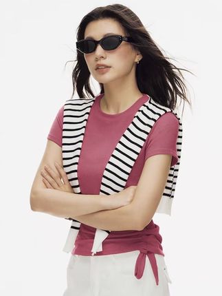 【夏季新品】SPLAN唤醒计划 修身显瘦舒适圆领抽褶运动短袖T恤25821#显瘦穿搭 #百搭t恤 #面料柔软舒适  #不挑年龄不挑身材 #内搭外穿都好看