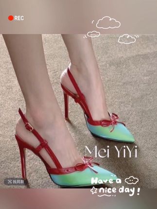 配裙子包头凉鞋女2025夏季新款仙女法式绝美一字带蝴蝶结高跟