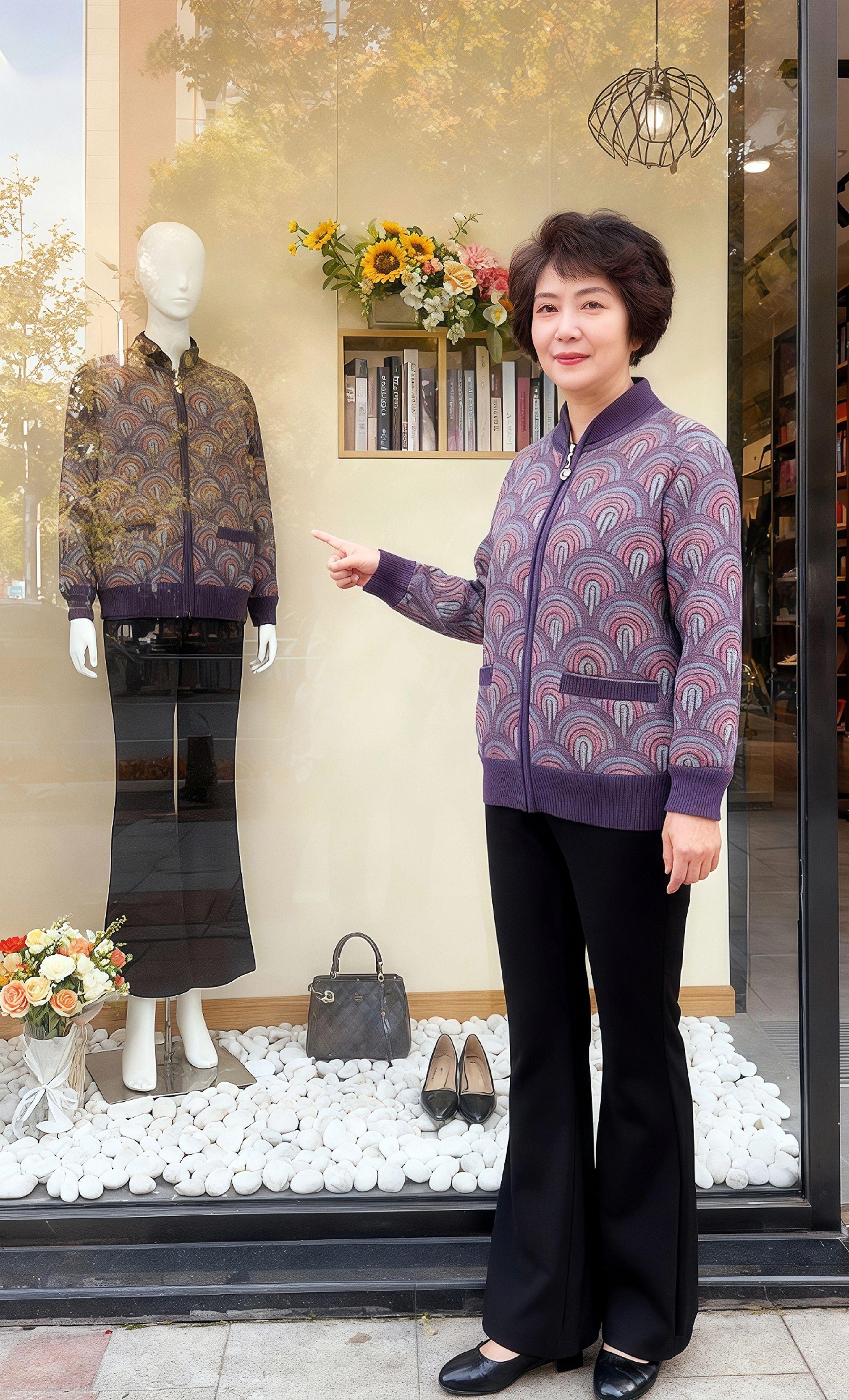 #创作者中心 #创作灵感 【复古纹样,保暖又时髦的秋冬夹克】 这款夹克简直是秋冬穿搭的“质感担当”!复古感满满的扇形纹样,融合了紫、红、蓝等多色层次,让衣身充满艺术气息,穿上它,轻松在人群中脱颖而出。 棒球领设计经典又百搭,拉链开合方便穿脱,两侧的口袋实用又美观。内里加绒的材质,为你在微凉的天气里带来满满暖意,不管是日常出门逛街,还是和好友小聚,它都能胜任。 宽松的版型对各种身形都很友好,搭配休闲裤或半身裙都很合适,既能穿出复古文艺感,又能展现随性自在的风格,是妈妈们秋冬衣橱里不可或缺的时尚单品。#优雅气质 #穿搭 #高级感穿搭