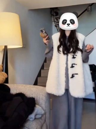 #韩系毛毛马甲#早秋新款#白色马甲外套