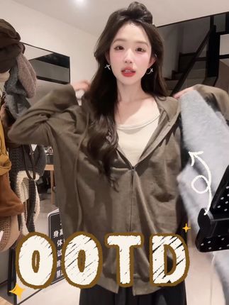 秋季新款韩版宽松休闲慵懒风假两件连帽外套女 60616#品质女装 #慵懒风穿搭 #外套女 #女装穿搭 #无限回购的宝藏单品