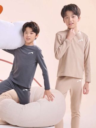 【110cm-170cm】贵人鸟童装冬季中大儿童洋气休闲加绒秋衣秋裤家居服内搭保暖套装#儿童冬季家居服套装#儿童保暖内搭套装#儿童冬季穿搭 #高品质童装 #儿童秋衣秋裤套装