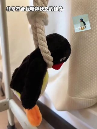 一个很符合我精神状态的挂件#开学前的精神状态 #挂件 #搞怪 #玩偶 #企鹅