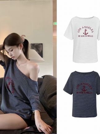 三穿领口条纹印花短袖TC#夏季新款 #谁穿谁好看 #条纹控 #短袖t恤 #穿搭