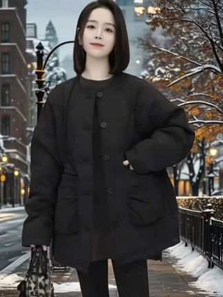 #女式洋气时尚夹棉外套#女式设计感宽松夹棉外套#女式秋冬季外套#女式轻薄棉服外套