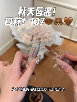 分享一支秋日口粽!107茶粽!巨高级#唇釉#秋冬唇釉#美拉德#风衣 #原创视频