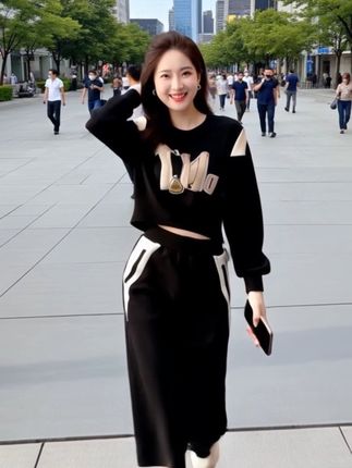 时尚休闲运动服套装女2025春秋季新款小个子洋气卫衣半身裙两件套#显高显瘦 #小个子穿搭 #说好的随便穿穿呢