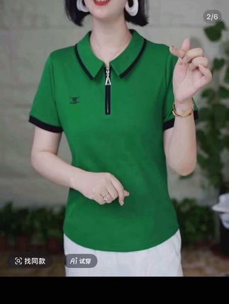 #夏天新款女装 2025夏季新品翻领短袖正肩T恤宽松刺绣时尚修身短款休闲上衣#面料柔软舒适 #时尚百搭 #洋气减龄 #夏季穿搭