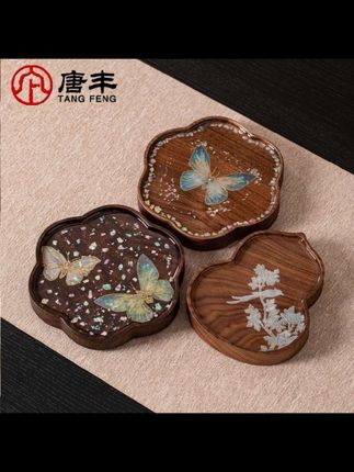 唐丰黑檀实木壶承干泡茶台家用女士泡茶专用杯垫办公室小号茶托盘#茶具 #茶托盘 #壶承 #干泡台