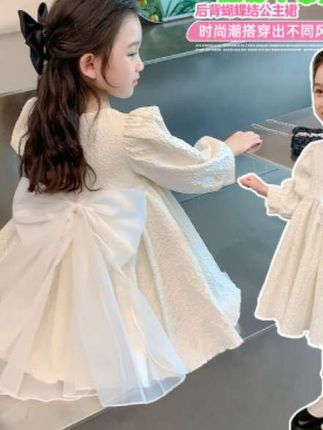 女宝宝蝴蝶结公主裙2025新款春秋儿童长袖连衣裙女童礼服春季裙子#蝴蝶结 #春季 #裙子 #连衣裙 #长袖