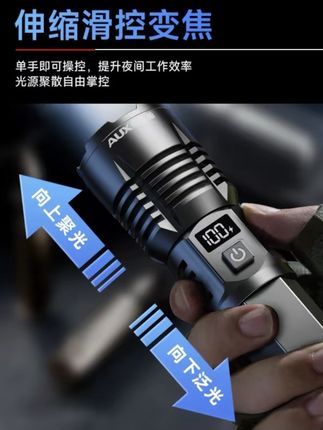 手电筒 #每日分享 购lAUX/奥克斯耀光白激光强光手电筒铝合金防水强光小手电@抖加🔥上热门🔥dou+🔥热点宝