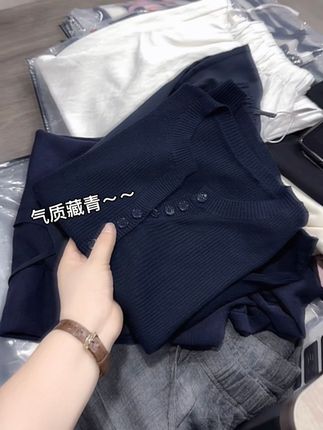 米蓝家名殿!气质显瘦~高级藏青剪刀领夏季柔软舒适短袖衫3070#源头工厂#气质穿搭#好穿不贵#品质女装#谁穿谁好看 #源头工厂