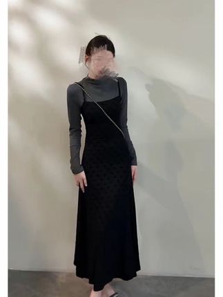 秋季大师加俩件半高领长袖针织连衣裙显瘦气质中长裙#今日穿搭 #气质美女穿搭 #裙装穿搭 #时髦穿搭 #约会穿搭