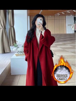 红色羽绒可拆卸内胆呢子大衣女新款秋冬高级感韩系双面呢毛呢外套#红色外套 #结婚啦 #秋冬高级感  #呢子大衣#大衣外套 #强烈推荐