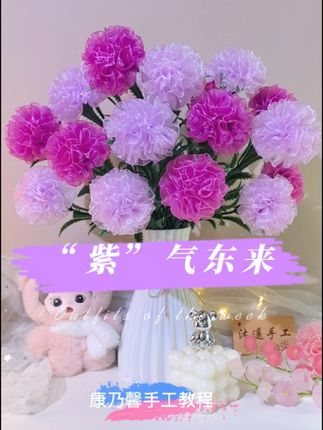 浅紫+玫红康乃馨,代表着紫气东来,携着祥瑞,把顺遂藏进褶皱里,让每一缕芬芳,都酿成日子里的平安喜乐。喜欢的来试试吧#手工花制作 #手工花 #学会快去试试吧🔥 #家居摆件工艺品 #礼物推荐