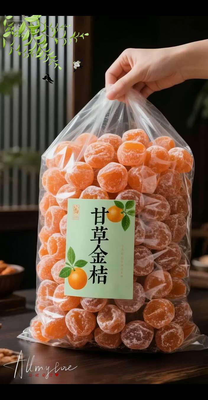 正宗甘草金桔干 严选新鲜饱满金桔,遵循传统工艺,以甘草、冰糖精心蜜制,历经多道工序成就这份诚意果脯。 入口果肉厚实有嚼劲,酸甜果香在舌尖化开,尾调萦绕着甘草的温润与冰糖的清甜,层次丰富又和谐。每一颗都浓缩了金桔本真的鲜灵,无论是日常解馋、办公加餐,还是午后小憩配茶,都是让人忍不住回购的贴心小食。 #儿时味道 #超便宜超划算 #软糯香甜 #口感特别好 #甘草金桔