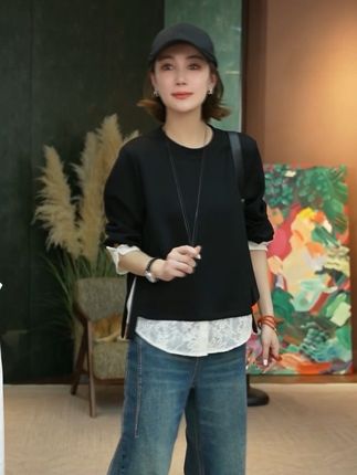 #卫衣 #假两件 #卫衣穿搭  #休闲减龄穿搭 #轻奢女装